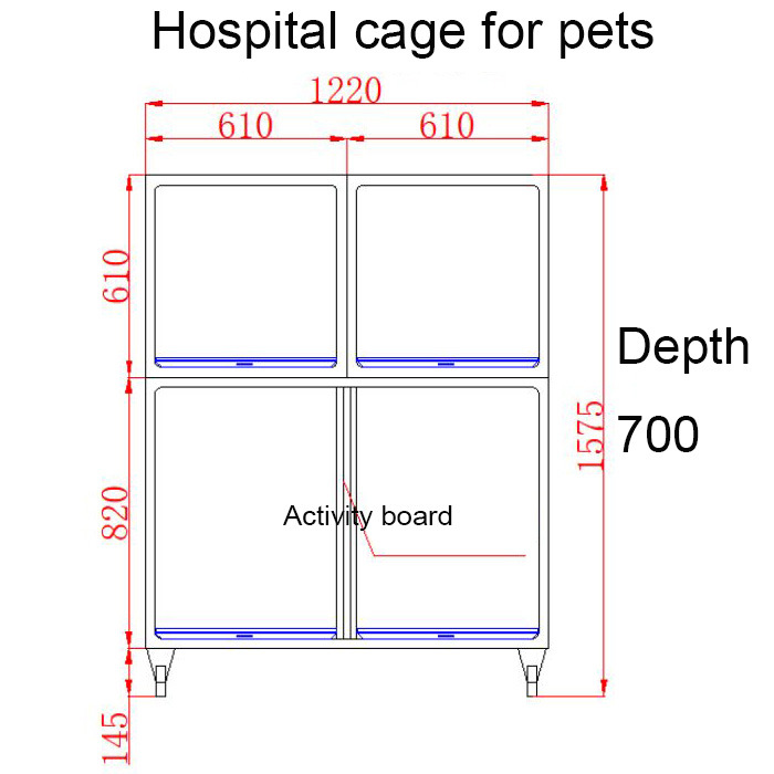 Gabbia per cani veterinari con divisore PLVC-A04