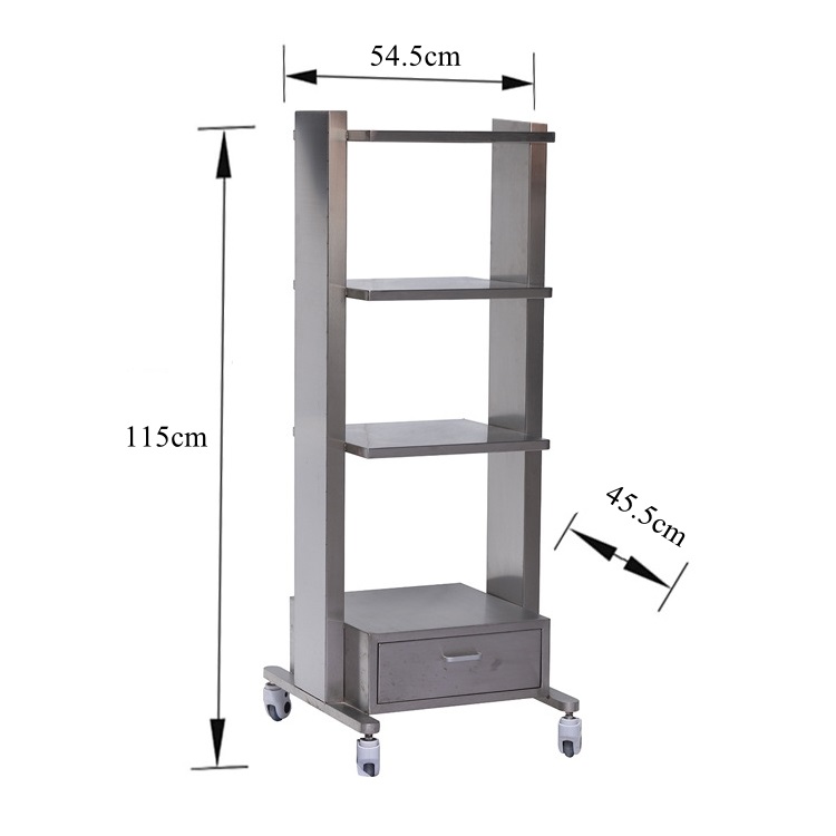 Carrello per animali domestici con carrello in acciaio inossidabile a 3 strati con cassetto PLST-02